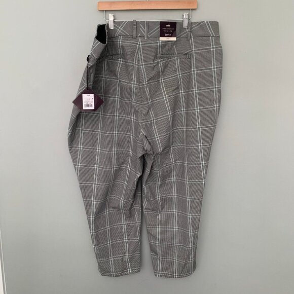 NEW Ava & Viv black white plaid print mid-rise comfort waist stretch ankle pants - Picture 5 of 12